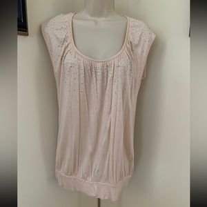 H&M Women's Junior Girls Pink Studded Tunic Top Blouse Size S